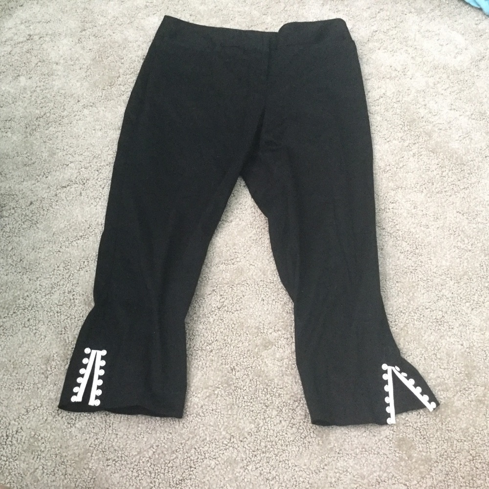 Ruby Road Petite Black Capri Pants with White Beads Size 6 Office Career - Picture 1 of 4